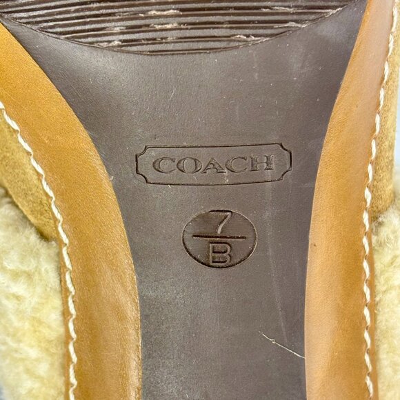 Coach Kacie Shearling Platform Mules | Tan Suede sz 7B Excellent condition - Picture 12 of 14